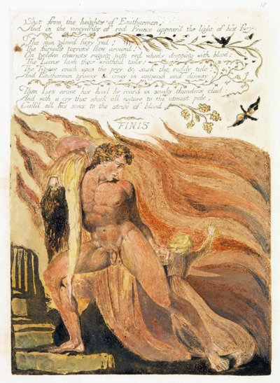 「ヨーロッパ：予言」からのイラスト、ランベス、1794（紙にインクとトイレ） 作： William Blake